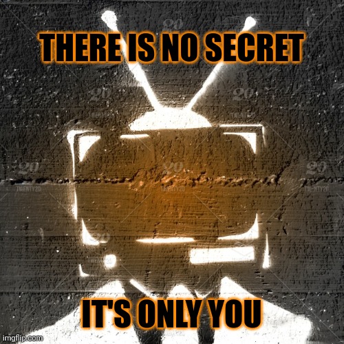 Conspiracy Theory | THERE IS NO SECRET; IT'S ONLY YOU | image tagged in tv brain | made w/ Imgflip meme maker