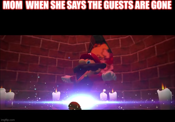 Its True | MOM  WHEN SHE SAYS THE GUESTS ARE GONE | image tagged in mario gets summoned | made w/ Imgflip meme maker