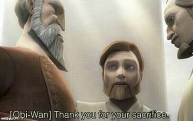 Thank you for your sacrifice V2 | image tagged in thank you for your sacrifice v2 | made w/ Imgflip meme maker