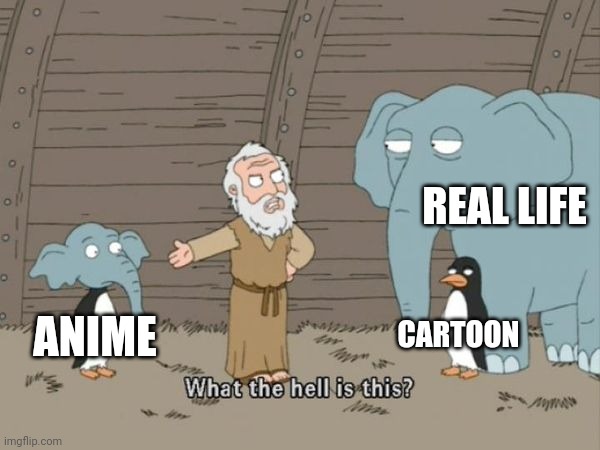 No hate to anime it's just sometimes sus | REAL LIFE; CARTOON; ANIME | image tagged in what the hell is this | made w/ Imgflip meme maker