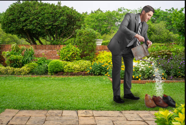 High Quality Man watering shoes Blank Meme Template