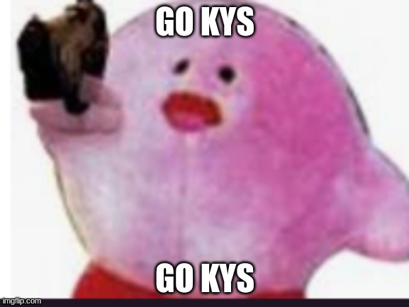 kirb with gun | GO KYS; GO KYS | image tagged in kirb with gun | made w/ Imgflip meme maker