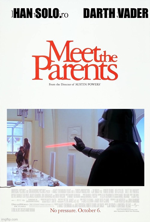 Meet the Parents | HAN SOLO.          DARTH VADER | image tagged in star wars meme | made w/ Imgflip meme maker