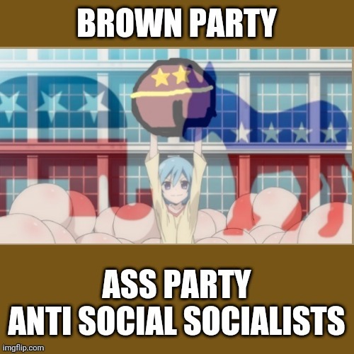 anti social socialist party | image tagged in ass party,brown party,campaign logo,political logo,slowgun,usad | made w/ Imgflip meme maker
