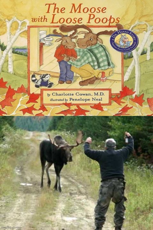 Moose book | image tagged in moose attack,book,moose,poop,memes,meme | made w/ Imgflip meme maker