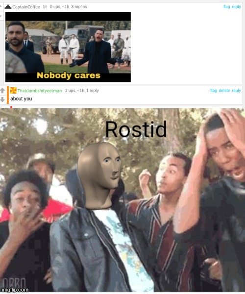 Get noped on | image tagged in meme man rostid | made w/ Imgflip meme maker