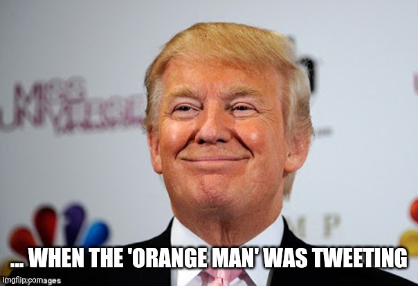 Donald trump approves | ... WHEN THE 'ORANGE MAN' WAS TWEETING | image tagged in donald trump approves | made w/ Imgflip meme maker
