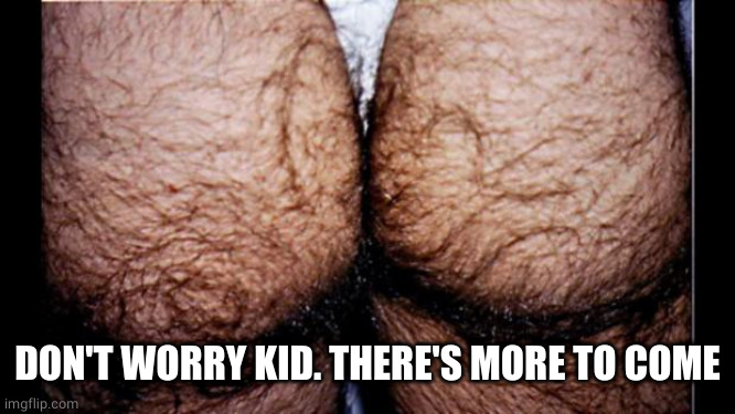 hairy ass | DON'T WORRY KID. THERE'S MORE TO COME | image tagged in hairy ass | made w/ Imgflip meme maker