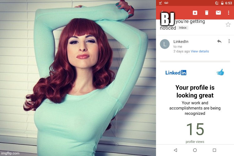 BJ | BJ | image tagged in bailey jay clothed | made w/ Imgflip meme maker
