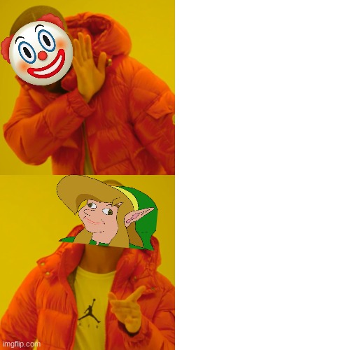 High Quality drake yes no but its clown emoji and derp link Blank Meme Template
