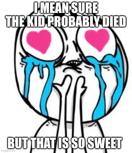 this is so cute | I MEAN SURE THE KID PROBABLY DIED BUT THAT IS SO SWEET | image tagged in this is so cute | made w/ Imgflip meme maker