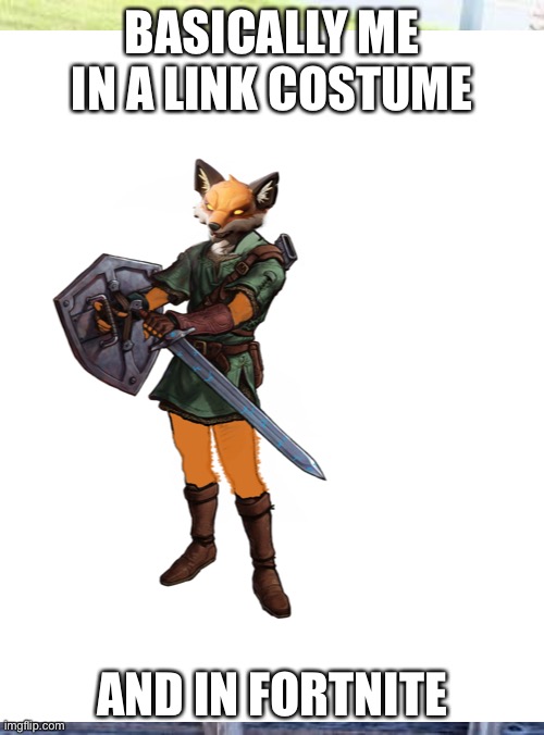 It’s not great but it was made with an online editor | BASICALLY ME IN A LINK COSTUME; AND IN FORTNITE | made w/ Imgflip meme maker