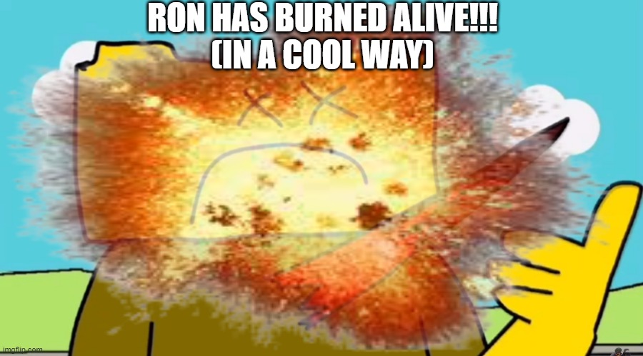 RON HAS BURNED ALIVE!!!
(IN A COOL WAY) | made w/ Imgflip meme maker