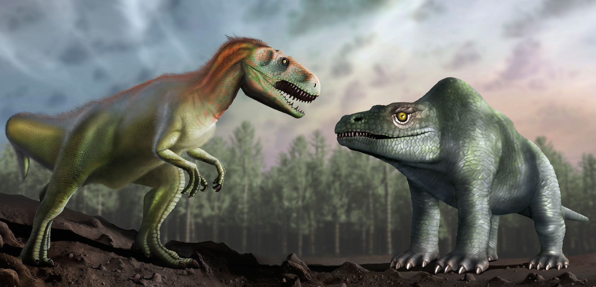 Megalosaurus meets his past self Blank Meme Template