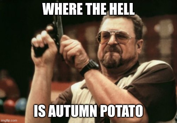 Am I The Only One Around Here |  WHERE THE HELL; IS AUTUMN POTATO | image tagged in memes,am i the only one around here | made w/ Imgflip meme maker