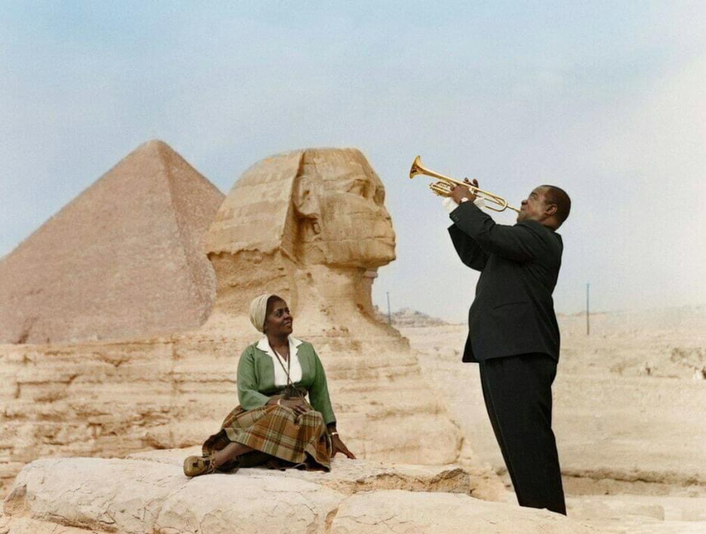 Louis Armstrong in Egypt Blank Meme Template