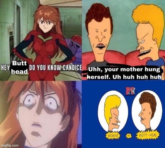 Tu madre es muerto! | image tagged in beavis and butthead anime | made w/ Imgflip meme maker