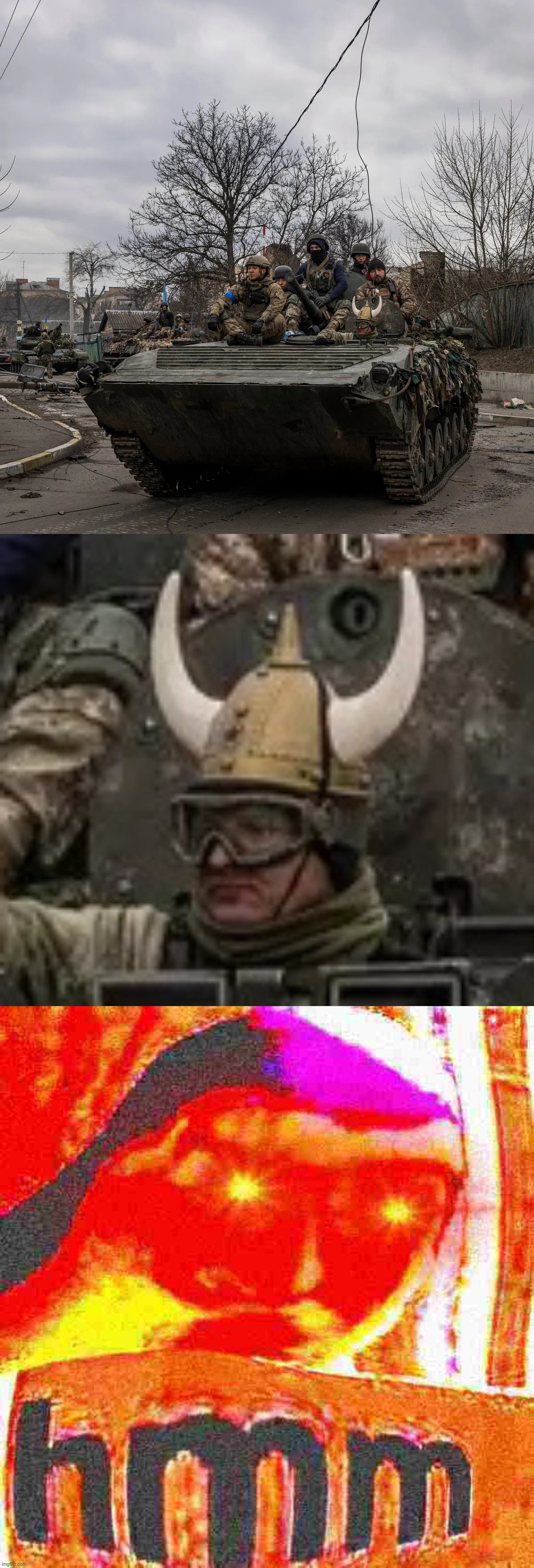 Viking invasion of Ukraine | image tagged in ukrainian soldiers with helm,buzz lightyear hmm buggy bulge,viking,invasion,of,ukraine | made w/ Imgflip meme maker