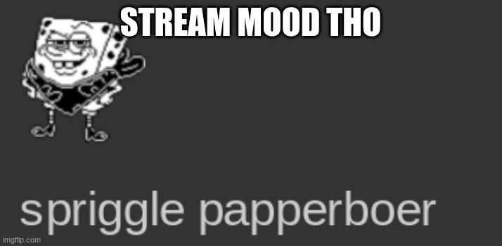 spriggle papperboer | STREAM MOOD THO | image tagged in spriggle papperboer | made w/ Imgflip meme maker