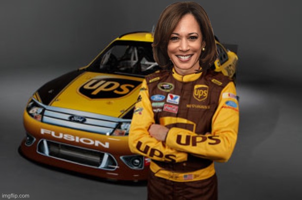 What can brown do for you? | image tagged in memes,kamala harris,ups,brown,race,nascar | made w/ Imgflip meme maker