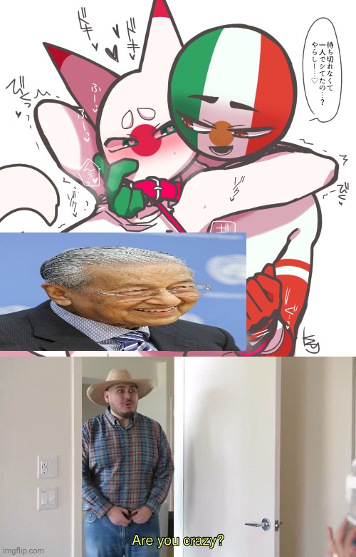 COUNTRYHUMANS JAPAN X MEXICO R34 WILL GET SMACKED | image tagged in are you crazy,countryhumans,mexico,japan,hentai_haters,thecrazygorilla | made w/ Imgflip meme maker