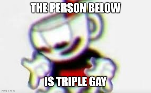 The Person Below is... | THE PERSON BELOW; IS TRIPLE GAY | image tagged in the person below is | made w/ Imgflip meme maker