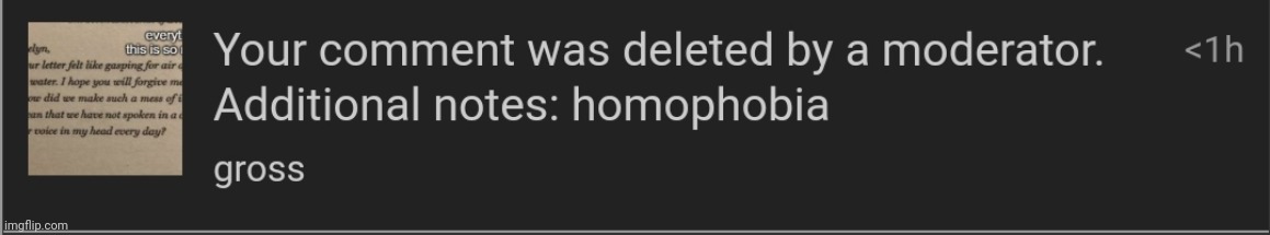 my comment was removed for a dumb reason | made w/ Imgflip meme maker