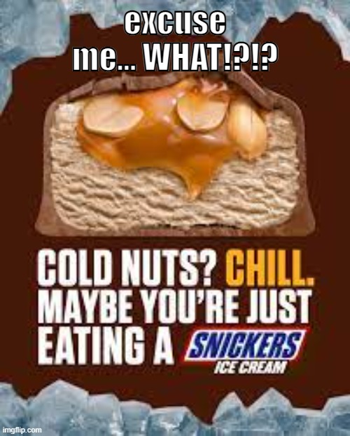 snickers gone wrong! | excuse me... WHAT!?!? | image tagged in funny memes | made w/ Imgflip meme maker