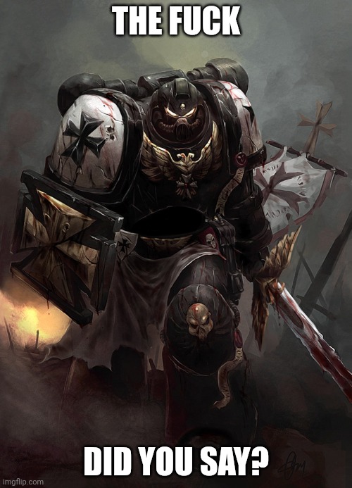 Warhammer 40k Black Templar | THE FUCK DID YOU SAY? | image tagged in warhammer 40k black templar | made w/ Imgflip meme maker