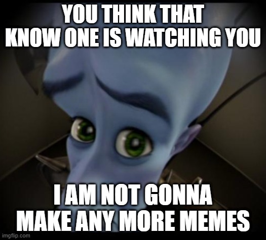 You think no one is watching | YOU THINK THAT KNOW ONE IS WATCHING YOU; I AM NOT GONNA MAKE ANY MORE MEMES | image tagged in no bitches | made w/ Imgflip meme maker