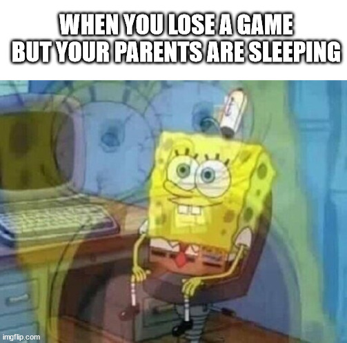 Internal screaming |  WHEN YOU LOSE A GAME BUT YOUR PARENTS ARE SLEEPING | image tagged in internal screaming,gaming,not a gif,memes,funny,true story | made w/ Imgflip meme maker