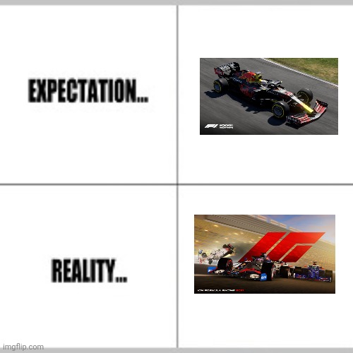 Comparing F1 games | image tagged in expectation vs reality | made w/ Imgflip meme maker