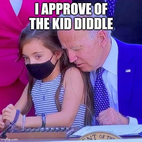 Joe Biden sniffing kid | I APPROVE OF THE KID DIDDLE | image tagged in joe biden sniffing kid | made w/ Imgflip meme maker