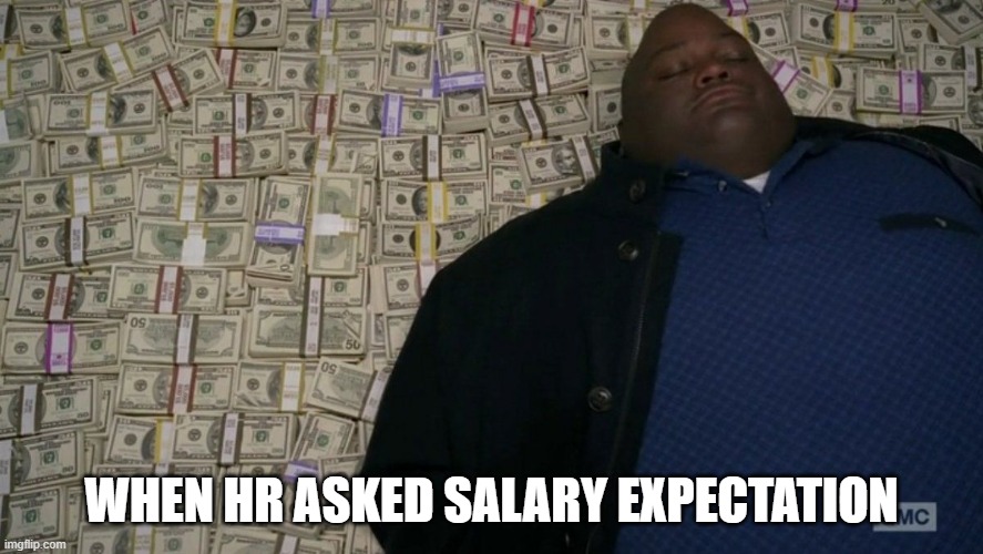 Salary | WHEN HR ASKED SALARY EXPECTATION | image tagged in breaking bad money bed | made w/ Imgflip meme maker