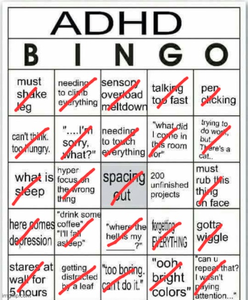 adhd bingo - Imgflip