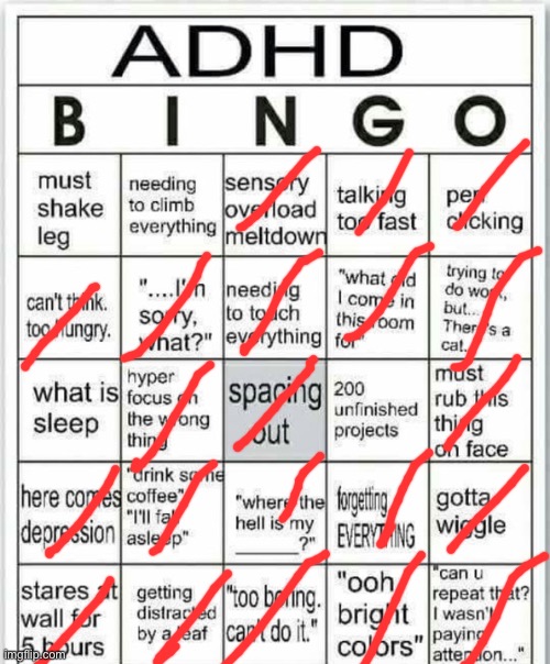 uMmMmmMm | image tagged in adhd bingo | made w/ Imgflip meme maker