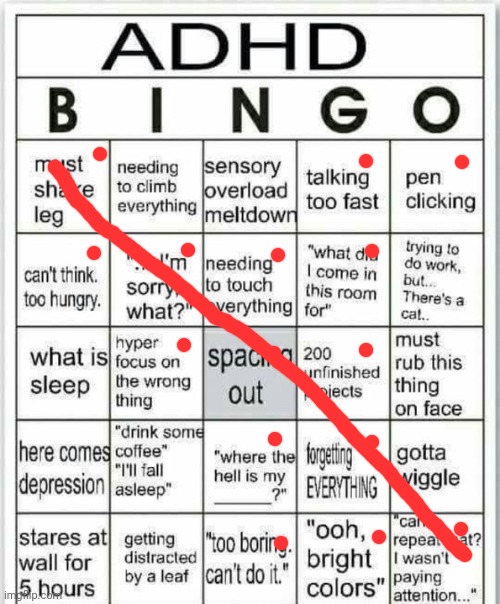 H | image tagged in adhd bingo | made w/ Imgflip meme maker