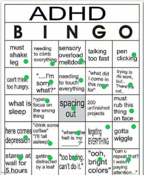 morning | image tagged in adhd bingo | made w/ Imgflip meme maker