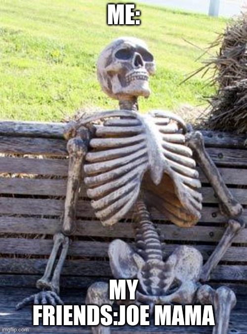 Waiting Skeleton Meme | ME:; MY FRIENDS:JOE MAMA | image tagged in memes,waiting skeleton | made w/ Imgflip meme maker