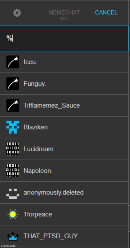 list of people that follow me for some reason :/ | made w/ Imgflip meme maker