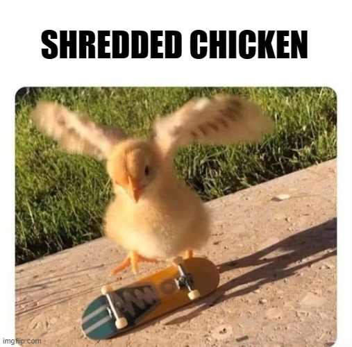 shredded chicken | SHREDDED CHICKEN | image tagged in shredded chicken,kewlew | made w/ Imgflip meme maker