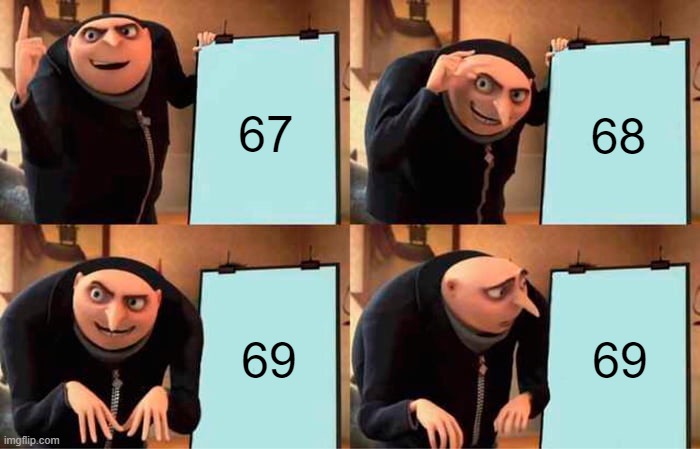 idk if this is nfsw | 67; 68; 69; 69 | image tagged in memes,gru's plan | made w/ Imgflip meme maker