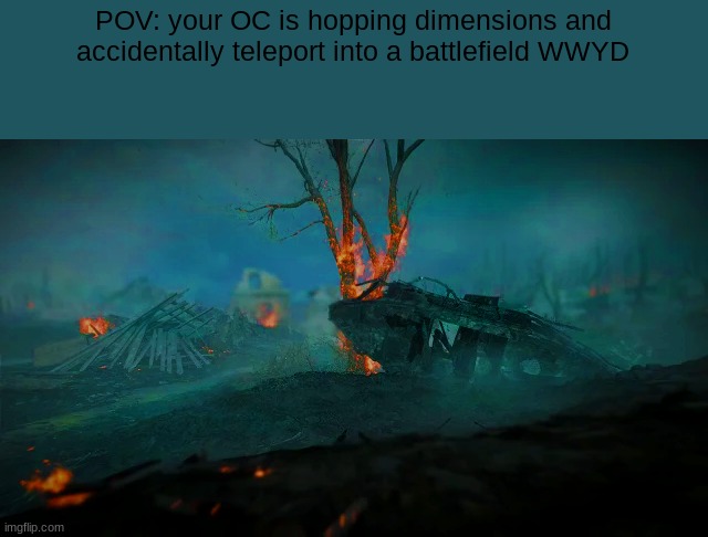 WWYD | POV: your OC is hopping dimensions and accidentally teleport into a battlefield WWYD | image tagged in roleplaying | made w/ Imgflip meme maker