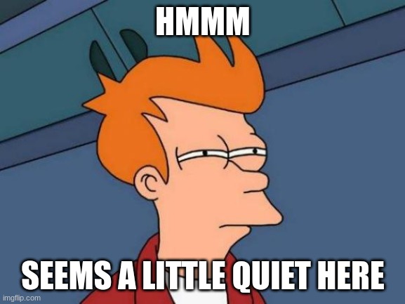 yes | HMMM; SEEMS A LITTLE QUIET HERE | image tagged in memes,futurama fry | made w/ Imgflip meme maker