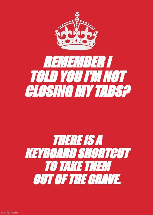 Tabs in the grave | REMEMBER I TOLD YOU I'M NOT CLOSING MY TABS? THERE IS A KEYBOARD SHORTCUT TO TAKE THEM OUT OF THE GRAVE. | image tagged in memes,computer,lesson | made w/ Imgflip meme maker