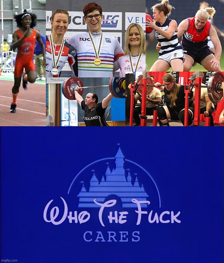 image tagged in transgender athletes,disney who cares | made w/ Imgflip meme maker
