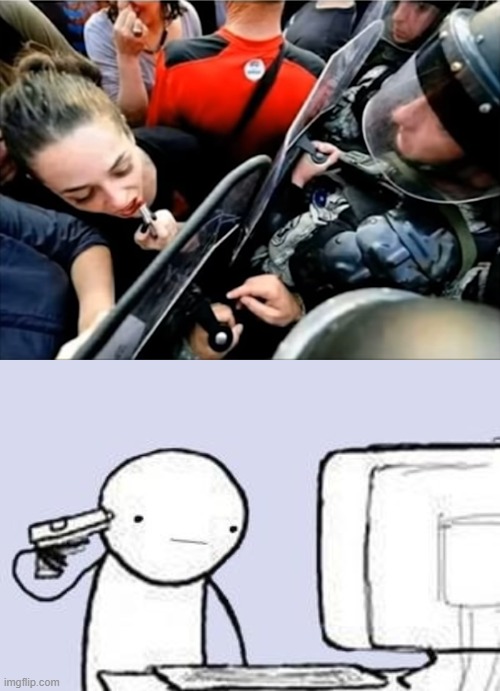 Anytime AND Anywhere | image tagged in computer suicide | made w/ Imgflip meme maker