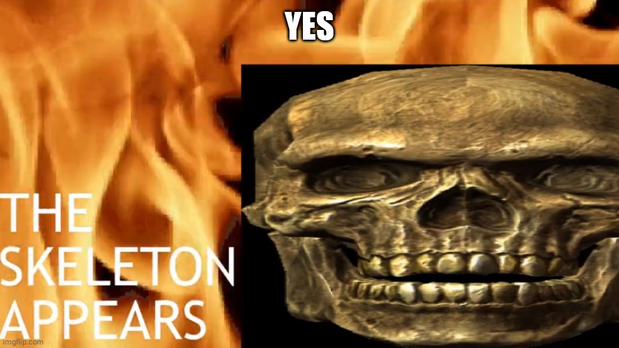 The Skeleton Appears | YES | image tagged in the skeleton appears | made w/ Imgflip meme maker