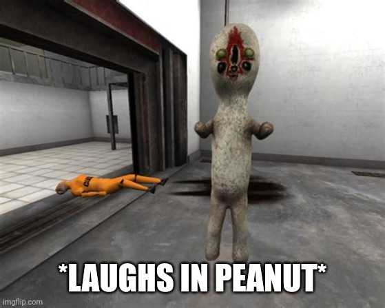 Escaped SCP-173 | *LAUGHS IN PEANUT* | image tagged in escaped scp-173 | made w/ Imgflip meme maker