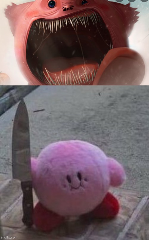 here comes kirby, here comes kirby | image tagged in creepy kirby | made w/ Imgflip meme maker